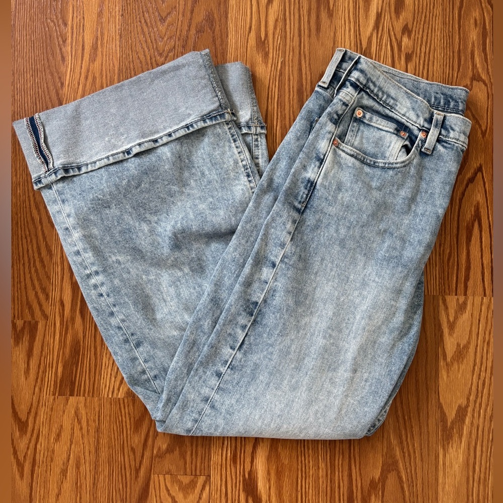 High-rise cuffed wide leg jeans